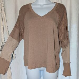 Maven West V-Neck Long Sleeve Top - Brown